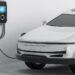 Electric car plugged into charger, showcasing Saudi-Egyptian Alliance for EV Production